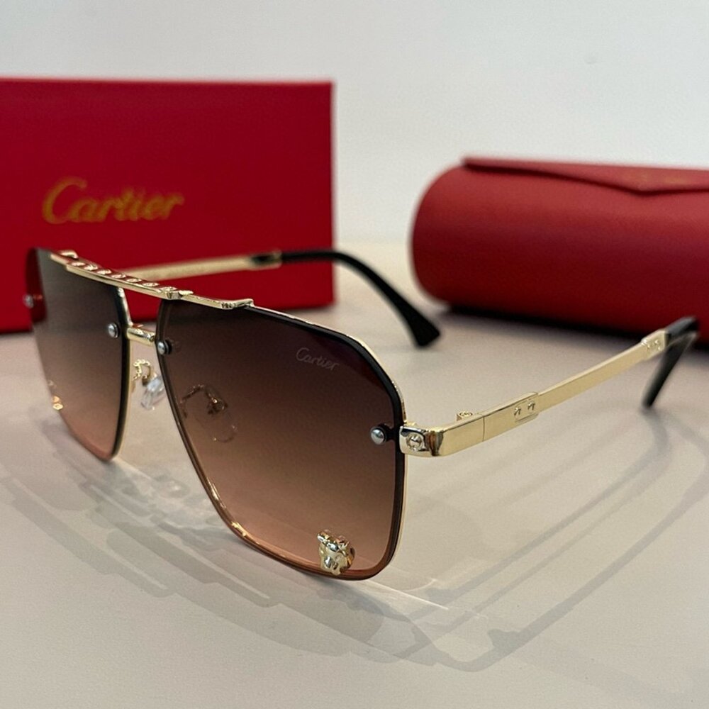 Cartier Black and Gold Metal Sunglasses Eyewear - Picture 2 of 7